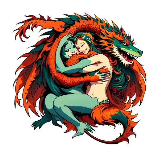 Chimera Hugging A Woman