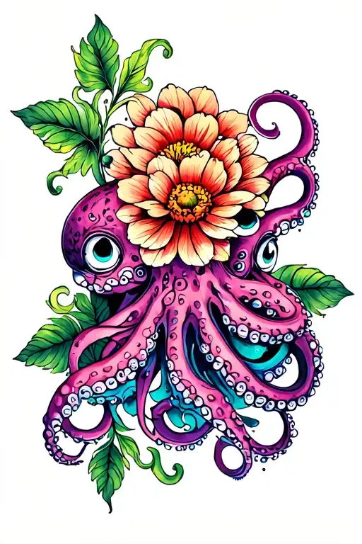 Octopus Hugging Flower Mandala