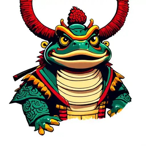 Samurai Toad Wearing Oni Mask