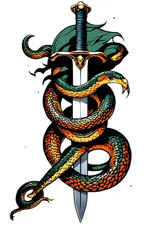 Sword Entwined With A Snake