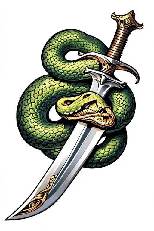 Sword Entwined With A Snake