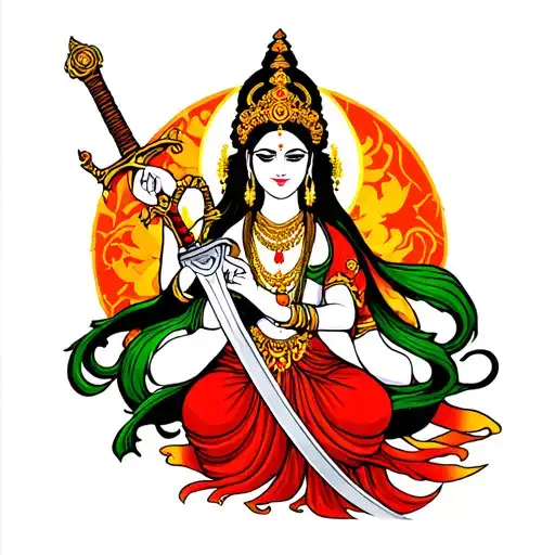 Manjushree With Hs Sword Intertwined