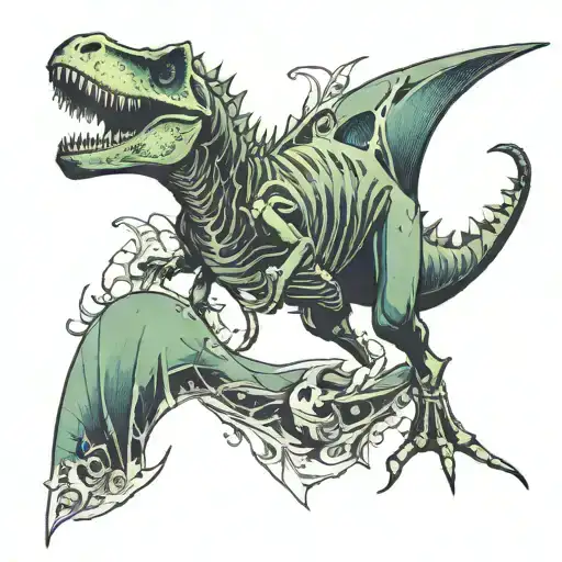 T-rex With Mermaid Tail Fossil Skeleton