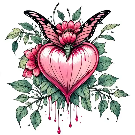 Bleeding Heart Flower Butterfly