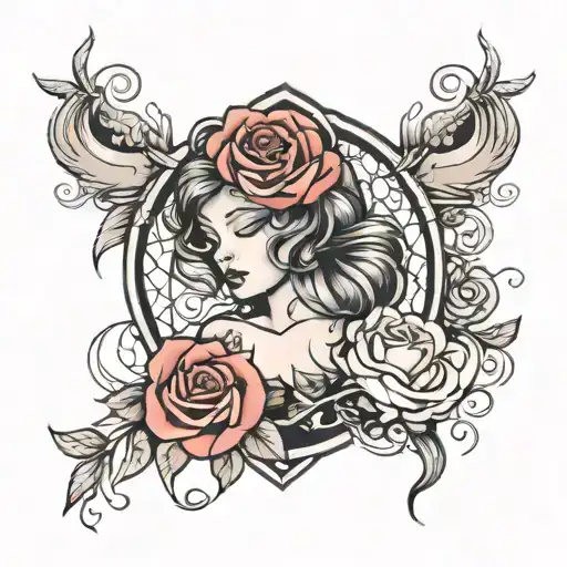 Girl And Rose Intertwined