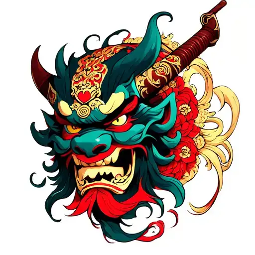 Oni Mask With Kyojuro Rengokus Sword