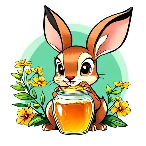 Thumper From Bambi Holding A Ceramic Honey Jar Overflowing