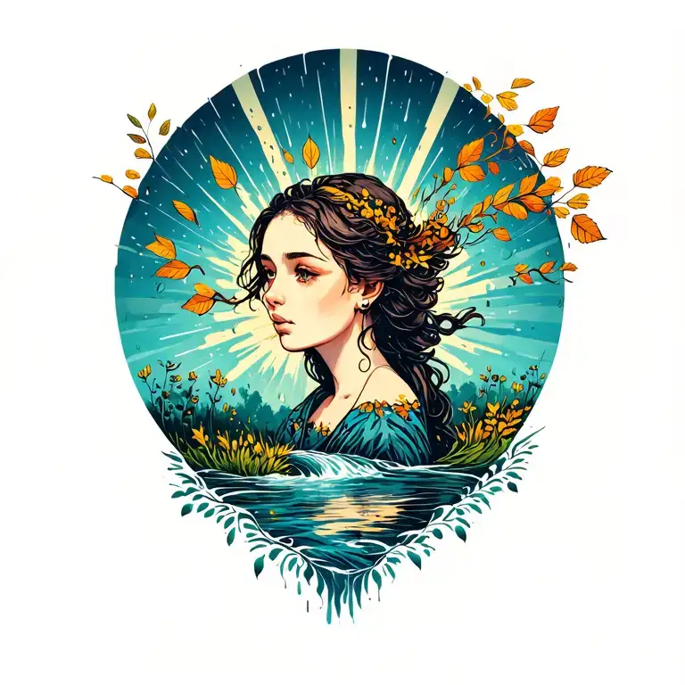 Meadow River Rain Ray Of Sunshine Wind Blowing Leaves