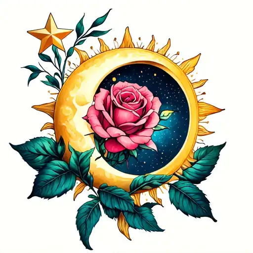 Sun Moon And Star Rose Liy Iris