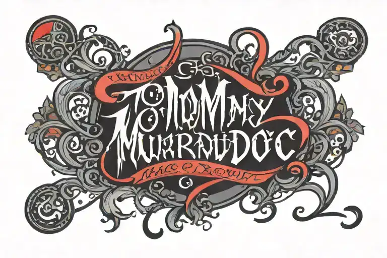 Tommy Murdoc Calligraphy In Black With Red Inside Surrounded