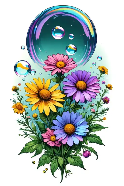 Bubbles Rising Over Wildflowers Blooming