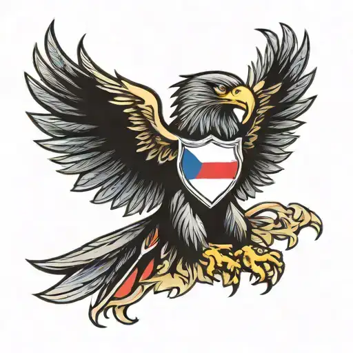 Black Eagle Wrapped In A Bavarian Flag Intertwined