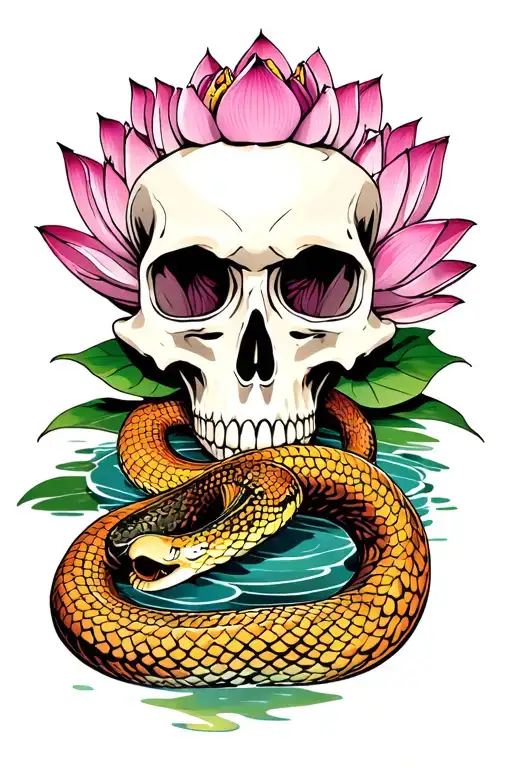 Skull Snake Lotus Flower