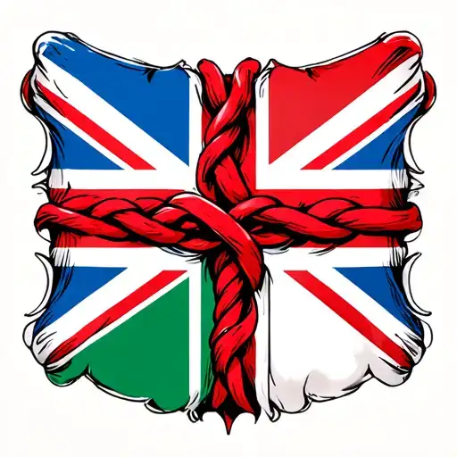 Italian And Uk Flags Knotted Together Like A Medieval Symbol