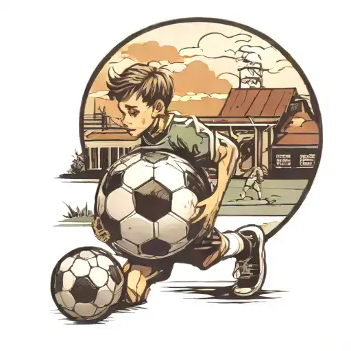 Kid Holding Soccer Ball Looking Towards The Soccer Field