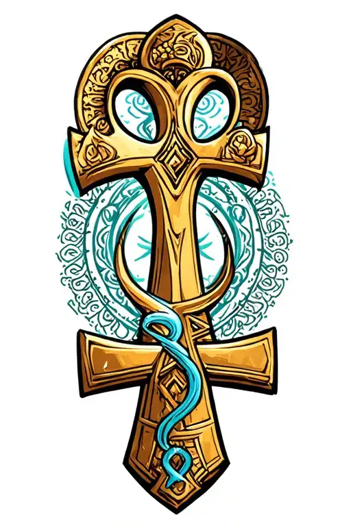 Ankh Symbol With Aquarius Zodiac Sign
