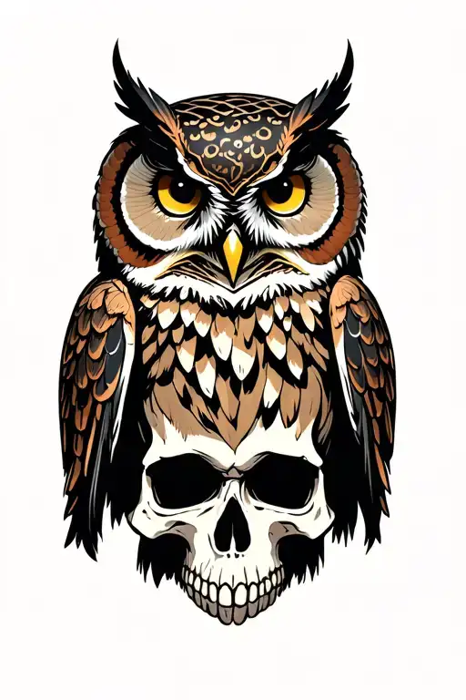 Owl On Skull Surrounded