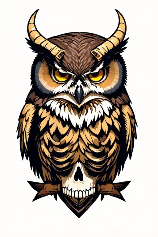 Horned Owl With Skull