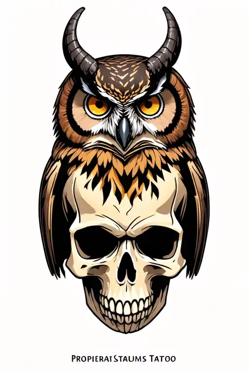 Horned Owl On Top Skull
