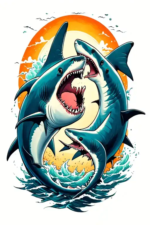 Circling Sharks Chasing Eachother