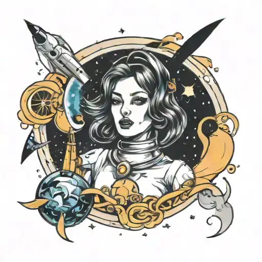 Space Woman In Space Surrounded