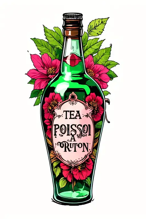 Tea And A Bottle Of Poison Next To It