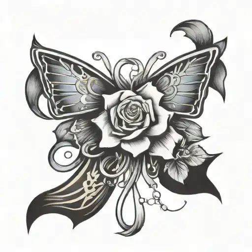 Create A Tattoo Design Featuring A Bow And A Cuckold Symbol With Tachet Elements