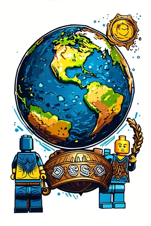Lego Holding Planet Earth