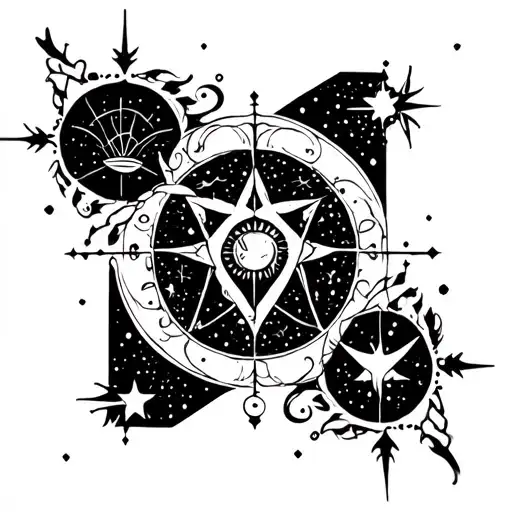 Celestial Themed Tattoo Featuring Elements