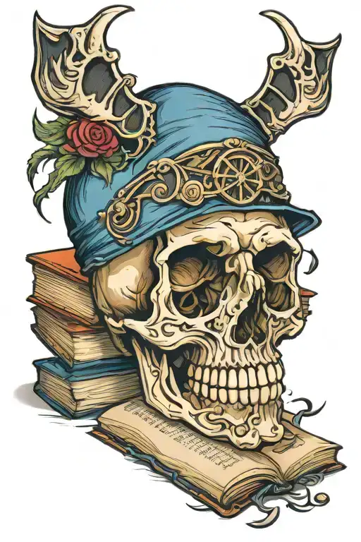 Skull With A Book