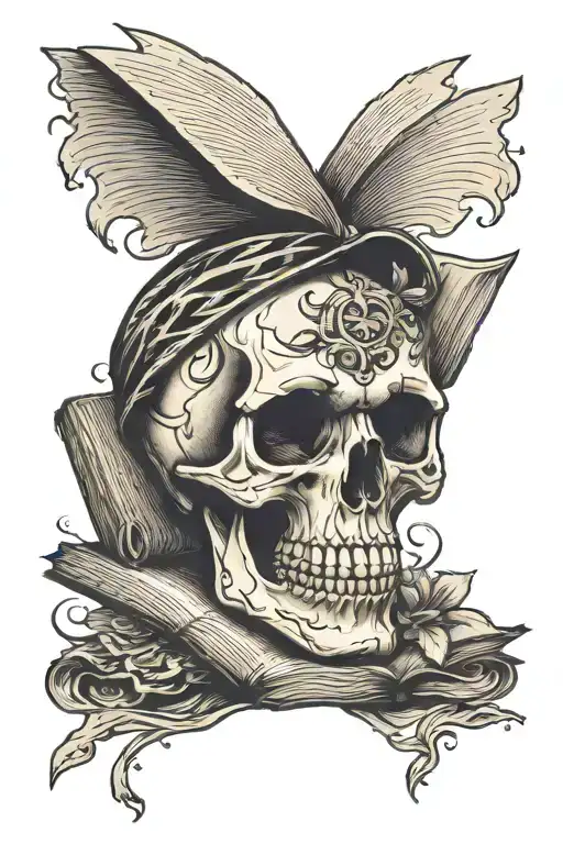 Skull With A Book On Its Forehead
