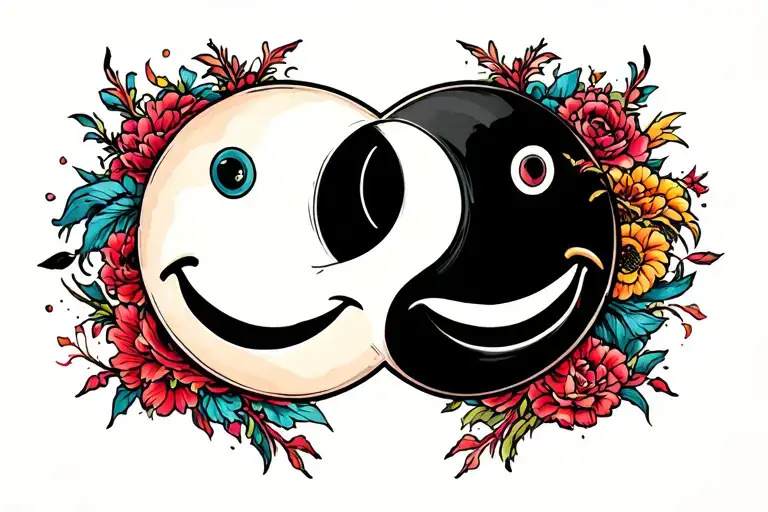 Rave Smiley Ying And Yang