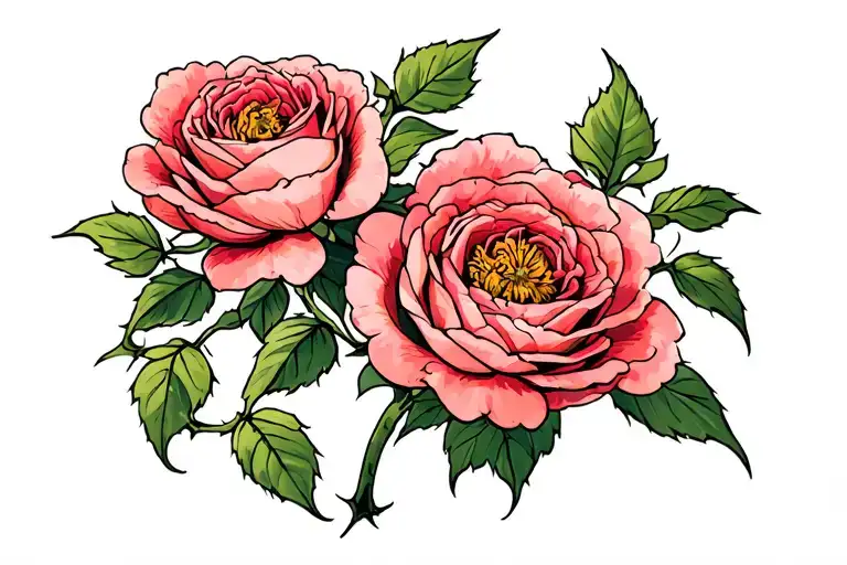 Wild Roses With Long Thorny Stems