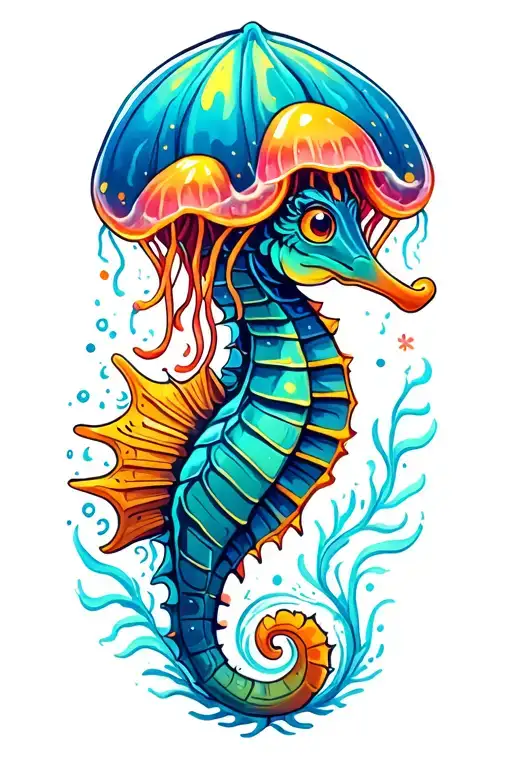 Seahorse Wearing A Jellyfish Hat