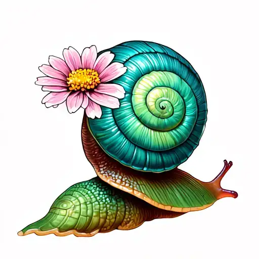Snail With A Flower Growing Out Of Its Own Tail