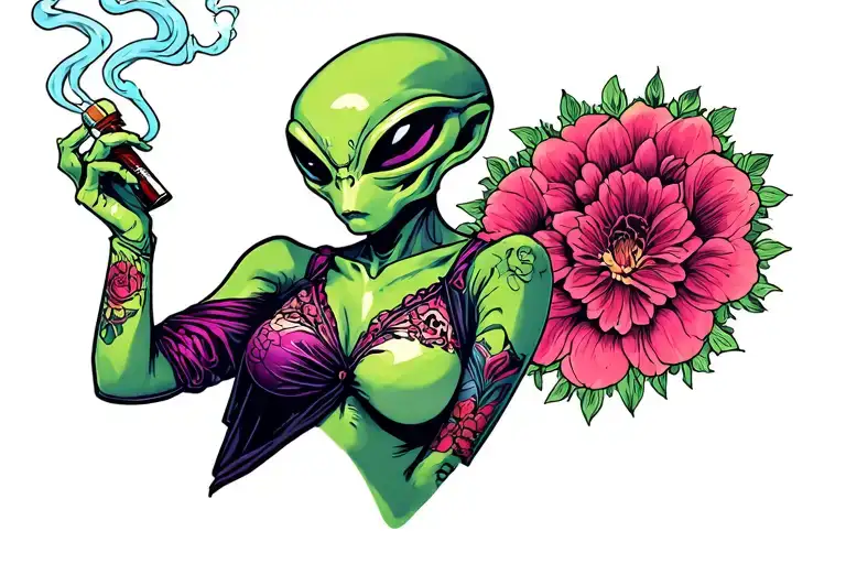 Alien Alien Smoking In Sexy Clothes And Cool