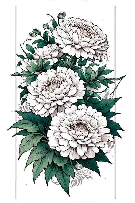 White Carnations And Chrysanthemum