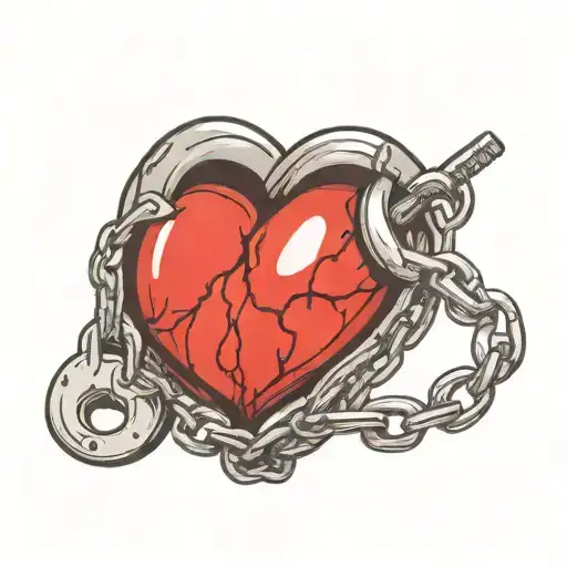 Human Heart With A Lock And Chain Wrapped