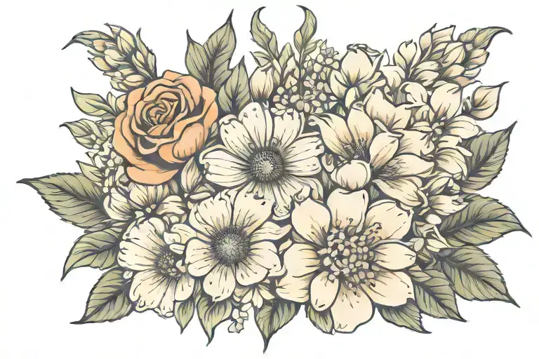 April July August Birth Flowers Shoulder Tattoo Design