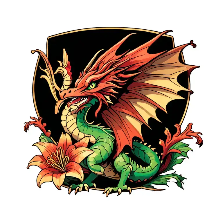 Butterfly Lillys Welsh Dragon Intertwined