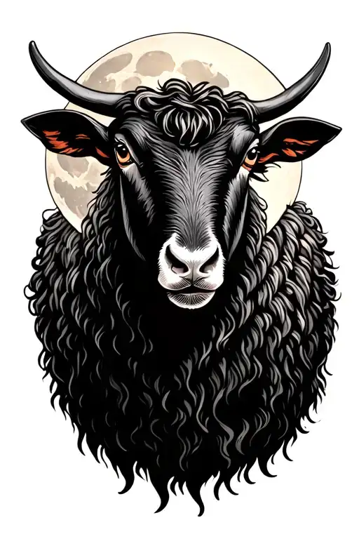 Black Sheep With Moon Shining