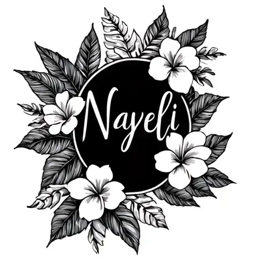 The Name Nayeli With Tropical Flowers