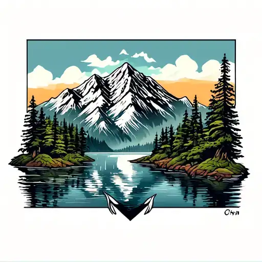 Lake And Mountain Tatoo Inspired