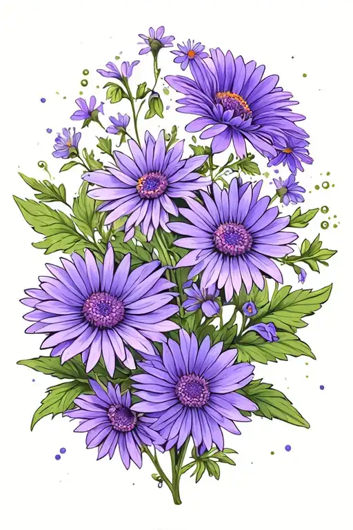 Violet And Aster Flowers