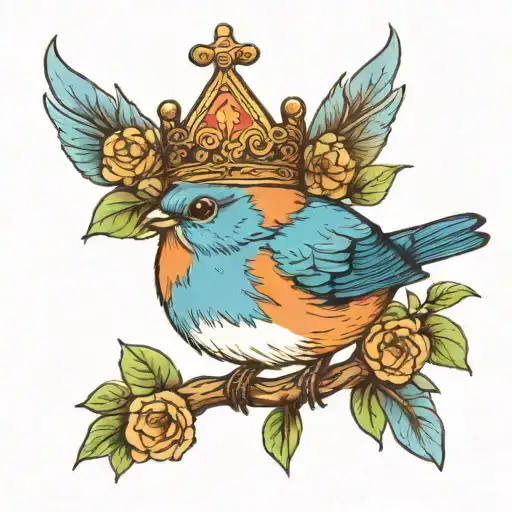 Bluebird Wearing A Crown Mfq