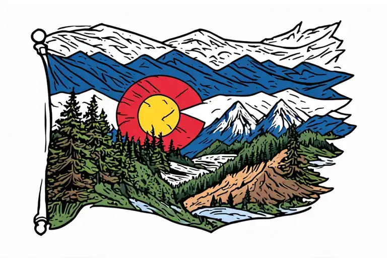 Colorado Flag With Mountains Inside