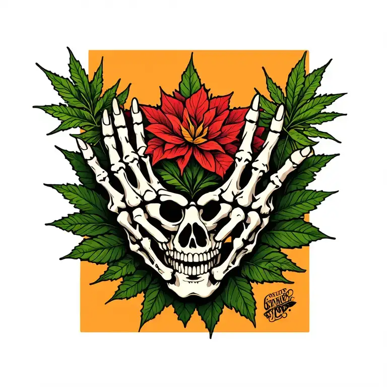 Matching Tattoo Skeleton Hands Pot Leaf
