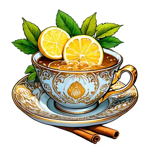 A Teacup With Lemon And Cinnamon Including The Gemini Constealltion