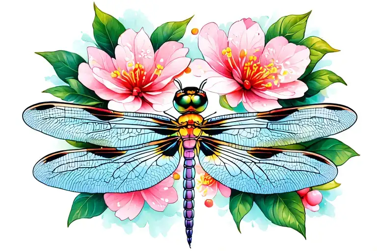 Dragonfly And Cherry Blossom