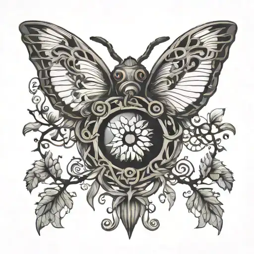 Tree Of Life Intertwined Eye Symbol Integrated Moth